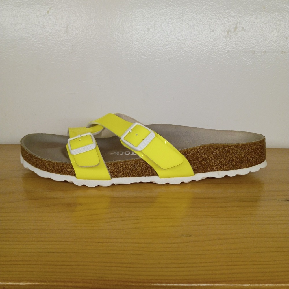 Birkenstock Yao Balance Yellow Patent Sandals Slides Women's Size 7 Men's Size 5 - Picture 2 of 11